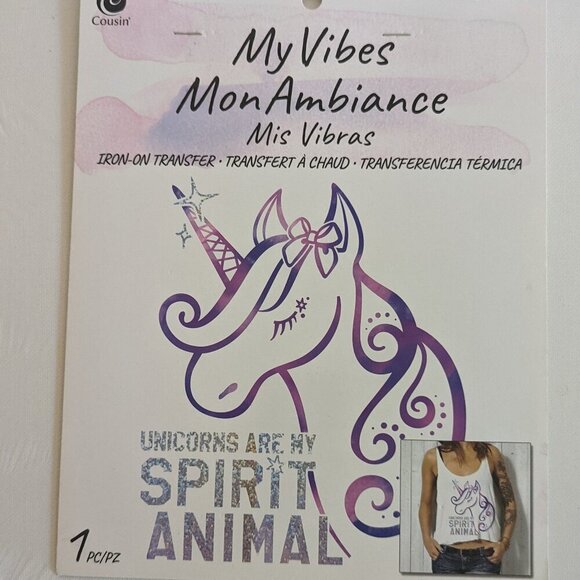 NWT 'Unicorns Are My Spirit Animal' T-Shirt Iron On Transfer My Vibes Summer DIY - Picture 3 of 9